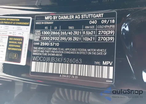 2019 Mercedes-Benz Amg Glc 63 Coupe 4Matic из США, поврежденный, VIN WDC0J8JB3KF526063